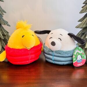 NWT-Holiday Peanuts Woodstock & Snoopy Plush Squishmallows Winter Puffer Jackets